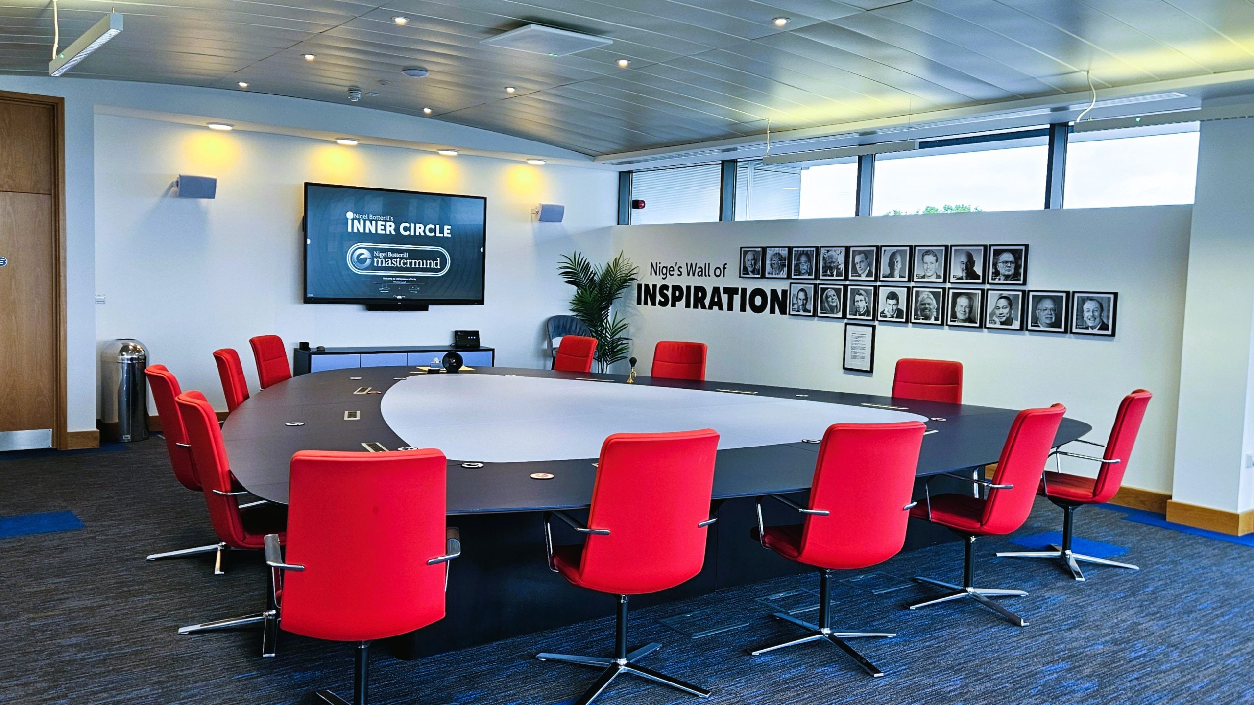 Entrepreneurs leadership room configured for collabaration, live and remote group sessions